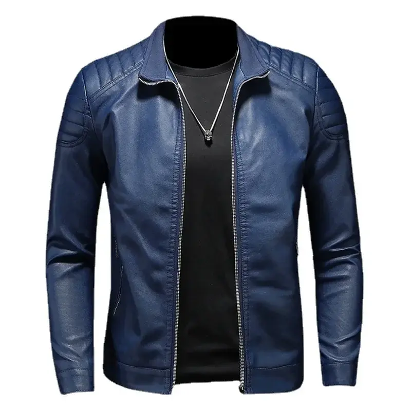 Thumbnail: Stand Collar Leather Jacket Men's Fashion Jacket 2024 Casual Men Leather Jacket