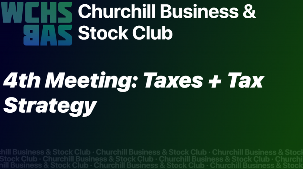 Meeting Slides 11/7/24: Taxes and Tax Saving Strategies
