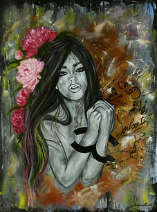 Louis Vuitton Dior Chanel oil painting contemporary artist black and white picture space lips female picture with meaning