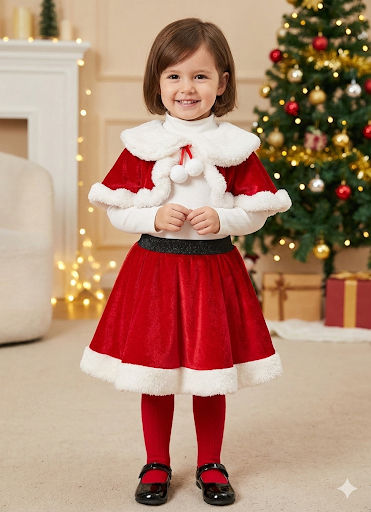 Girl's 3 Piece Christmas Outfit Dress Costume