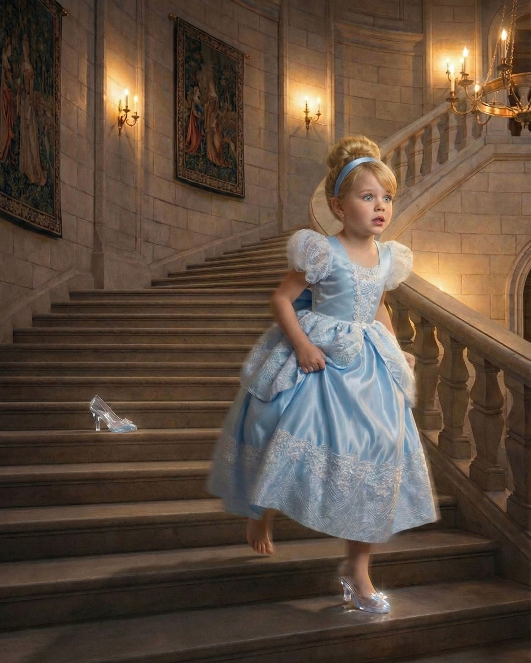 Girl's Size 5/6 Deluxe Disney Cinderella Princess Dress Costume