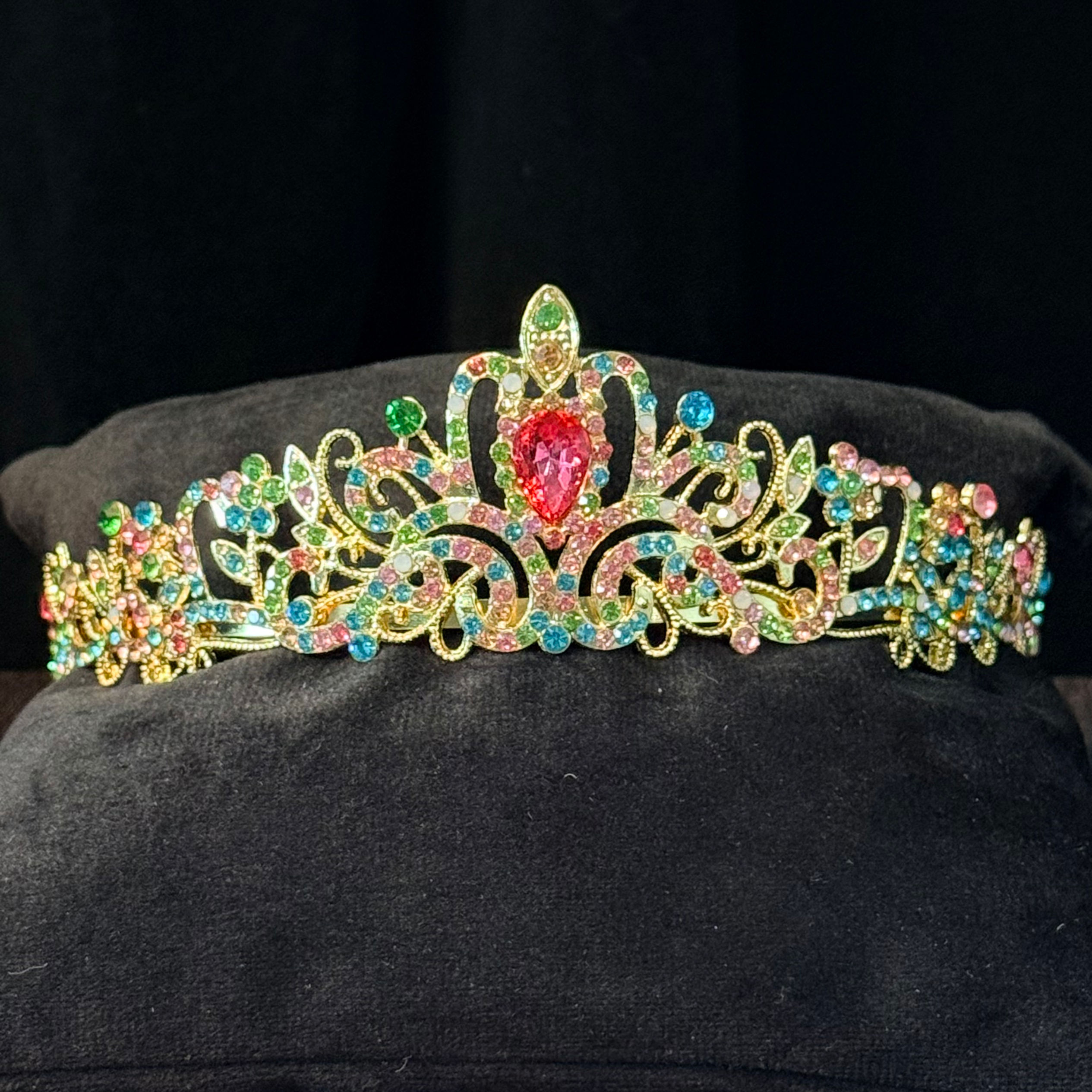 Women's or Girl’s Multi Colored Crystal Tiara Crown