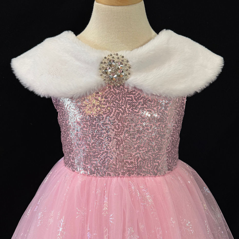 Thumbnail: Girl's Disney Frozen Pink Elsa Dress Costume With Crystal Brooch