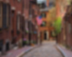 Cobblestone street in Beacon Hill, Boston MA