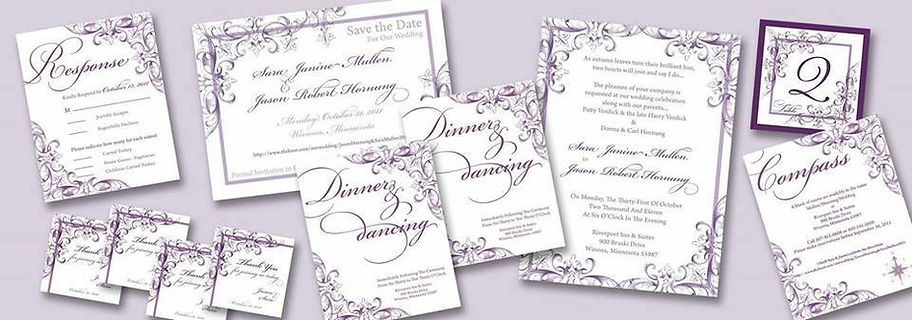 purple scroll wedding