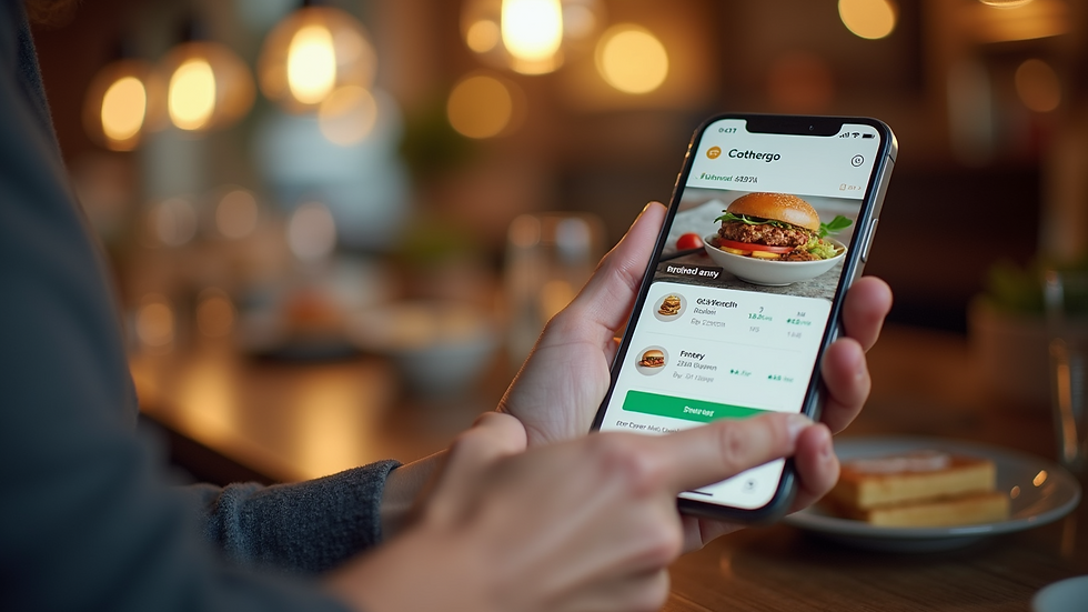Close-up view of a smartphone displaying a food ordering app
