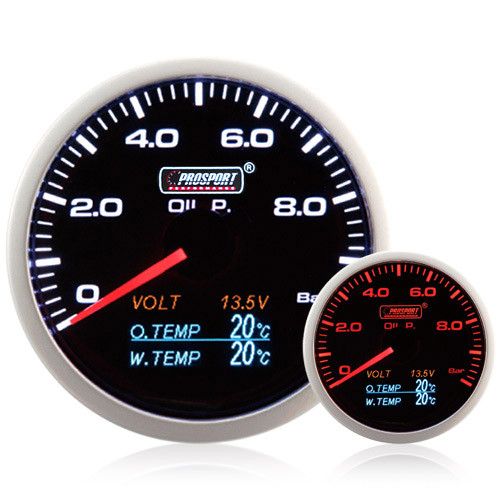 60mm Prosport 41 Multi Gauge Oil Pressure, Oil Temp, Water Temp, Volt