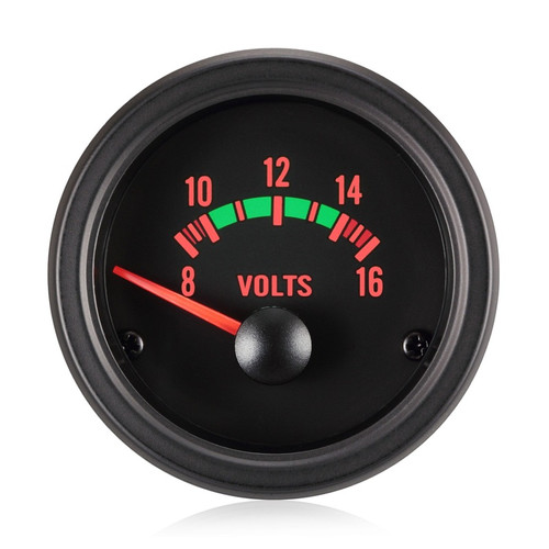 52mm Traditional Red Voltage Gauge (12V) Prosport Gauges UK