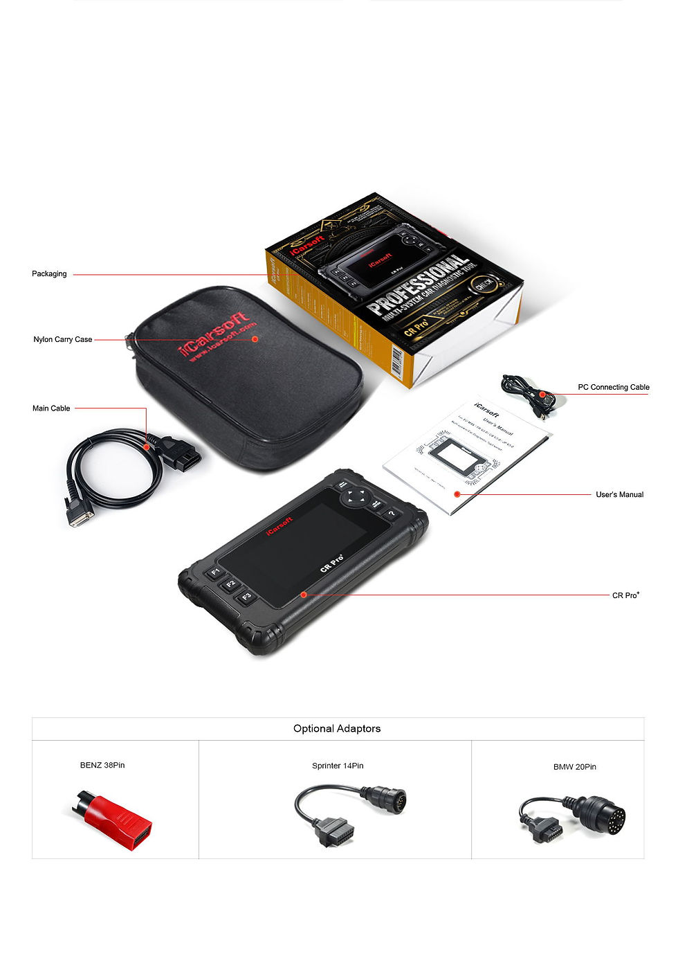 Thumbnail: ICARSOFT CR PRO+ Plus Diagnostic Scanner - Multi Vehicle