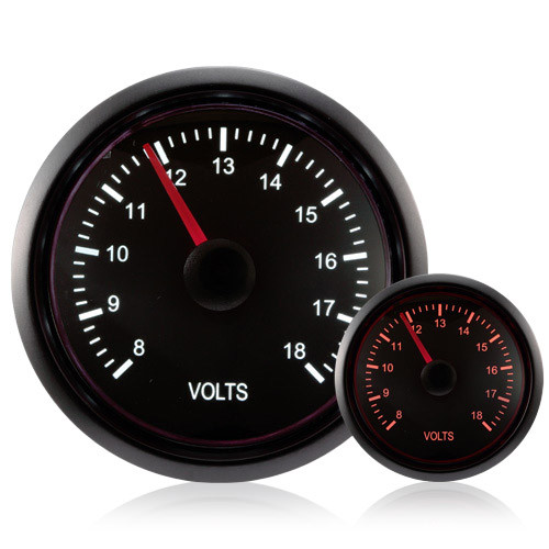 52mm Deluxe Traditional Amber/White Volt Gauge Prosport Gauges UK