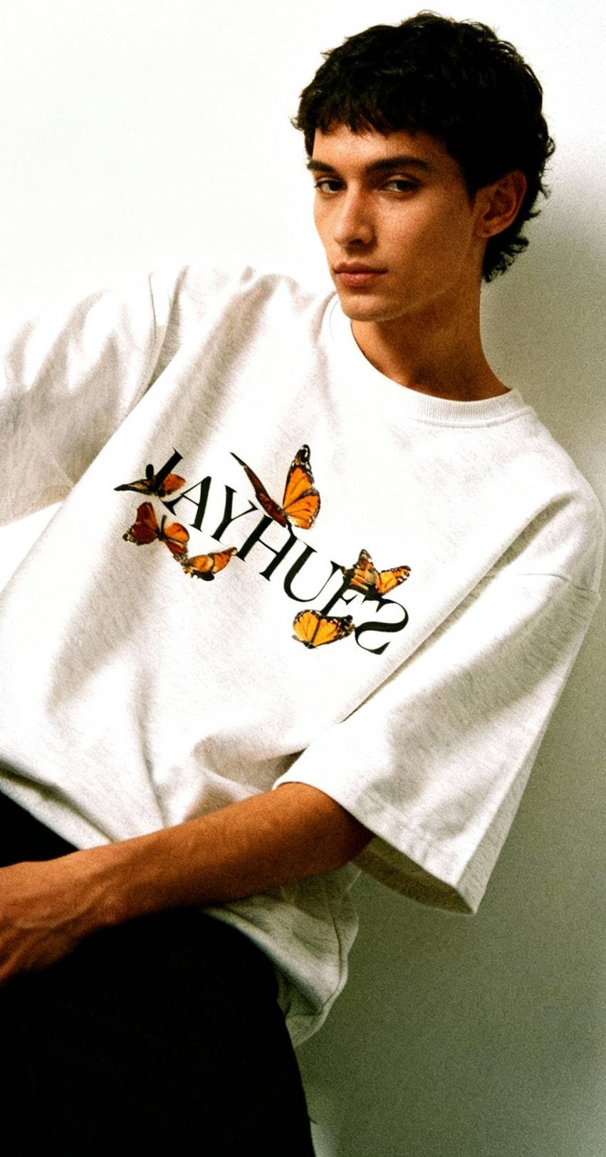 White Yellow Butterflies Oversized T-Shirt Homepage