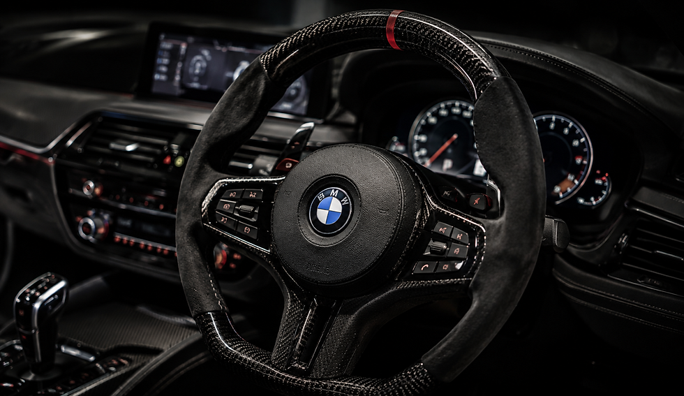 Custom carbon fibre and Alcantara steering wheel