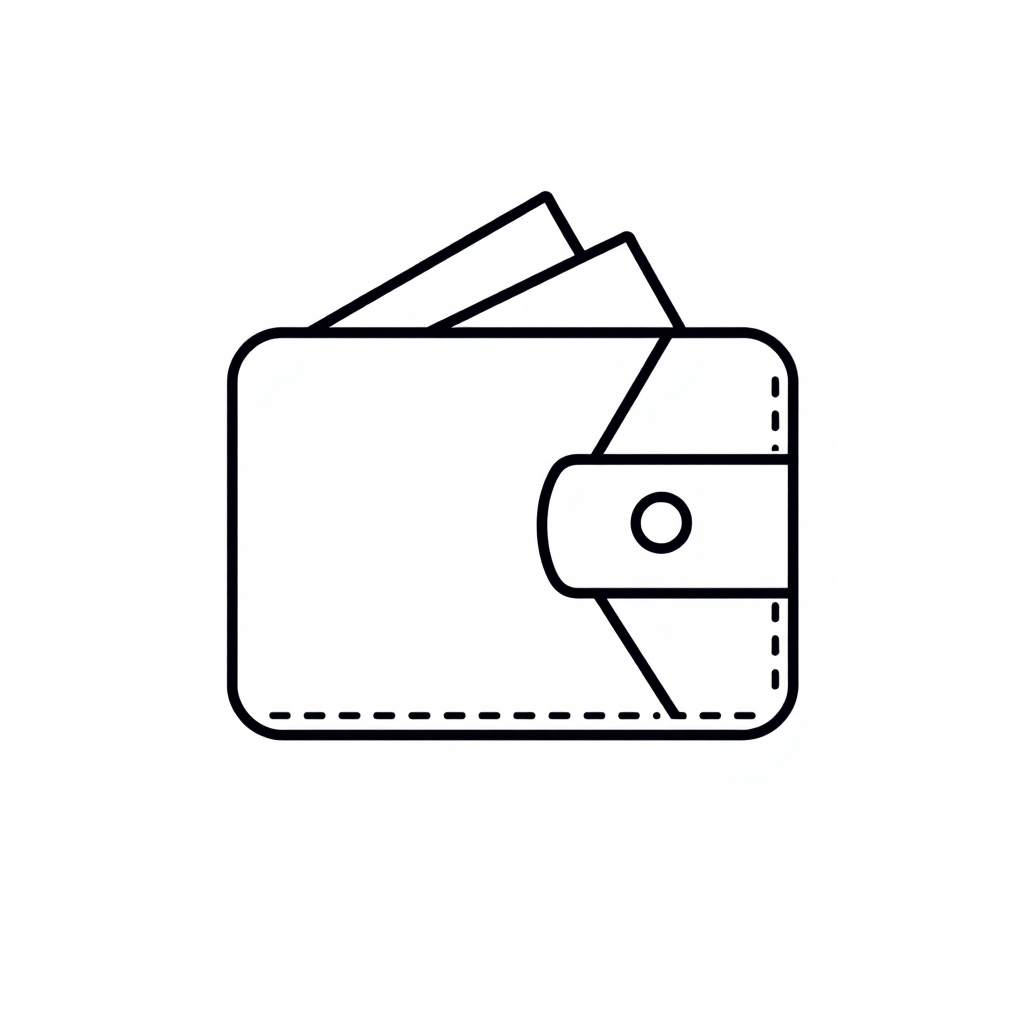 Minimal flat vector icon of a wallet, clean modern outline, simple shape, transparent background.jpg
