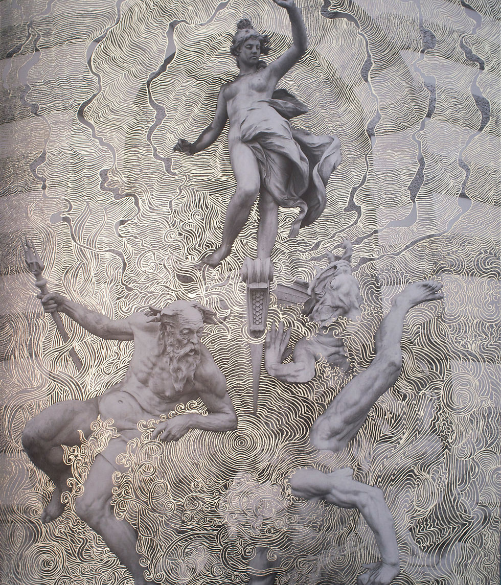 Tableau contemporain signé Arthur Lambert, op art et spiritualité, pièce d’exception pour collectionneur international.