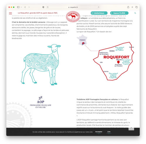illustration de brebis sur le site web de la Confédération de Roquefort