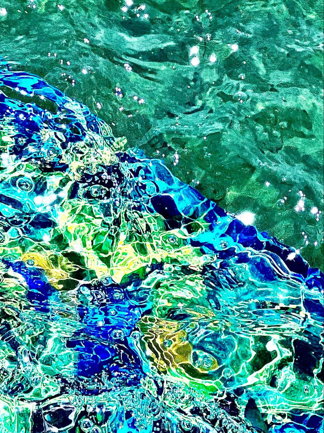 Blue mosaic of  water, 32''x 24'', metal