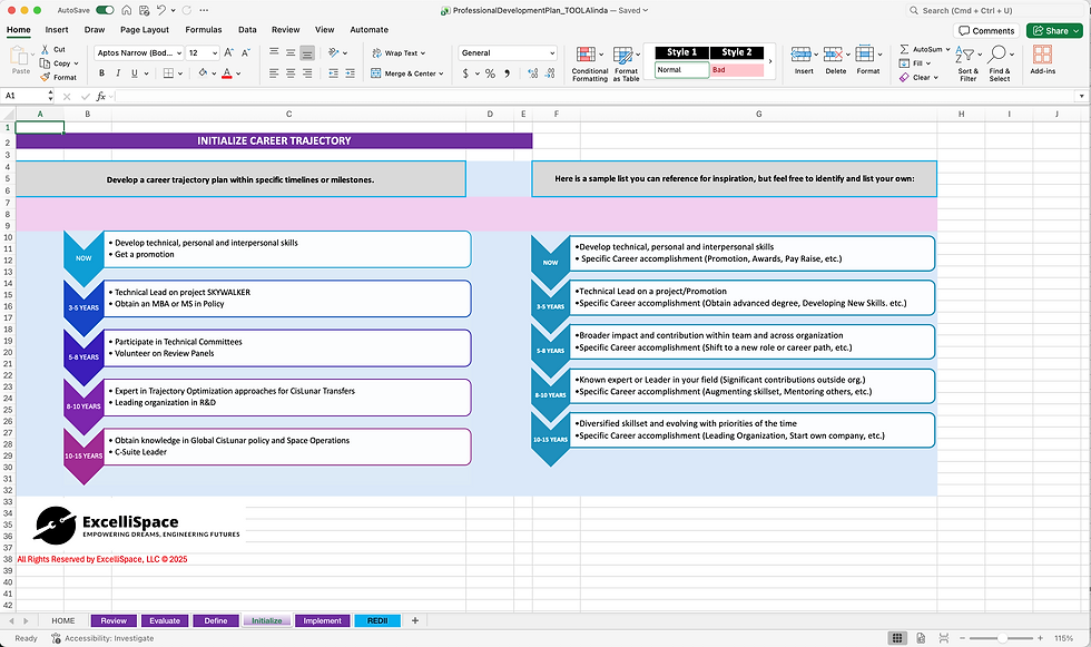 Close-up view of a laptop screen showing a career development plan document