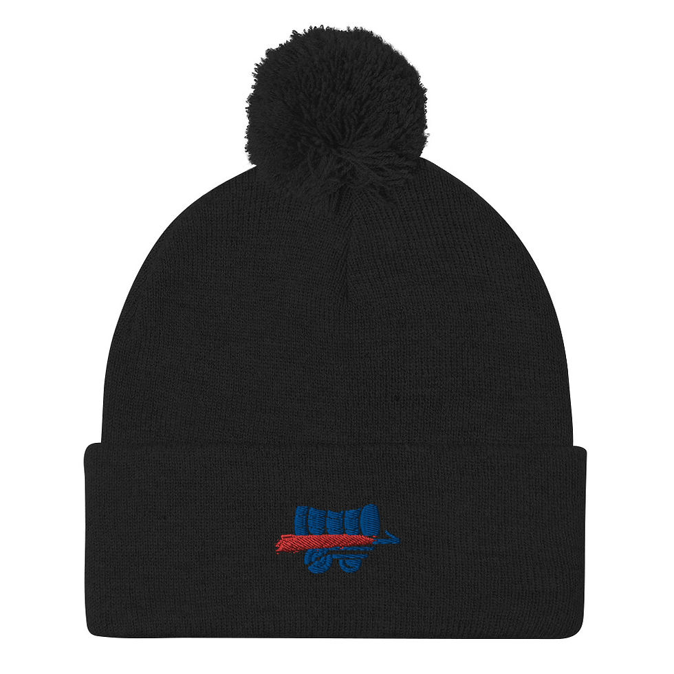 Wagons Circled Icon - Pom Beanie