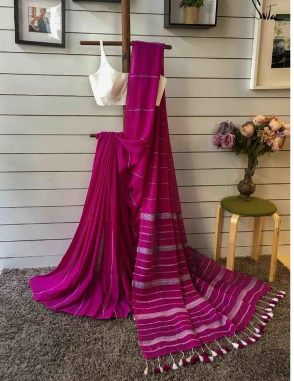 Thumbnail: Khadi With Ketiya Stripe Running Blouse Peace