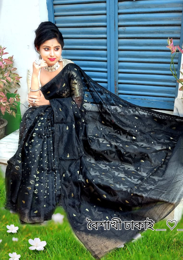 Thumbnail: Baisakhi Dhakai Jamdani Saree Fabric 