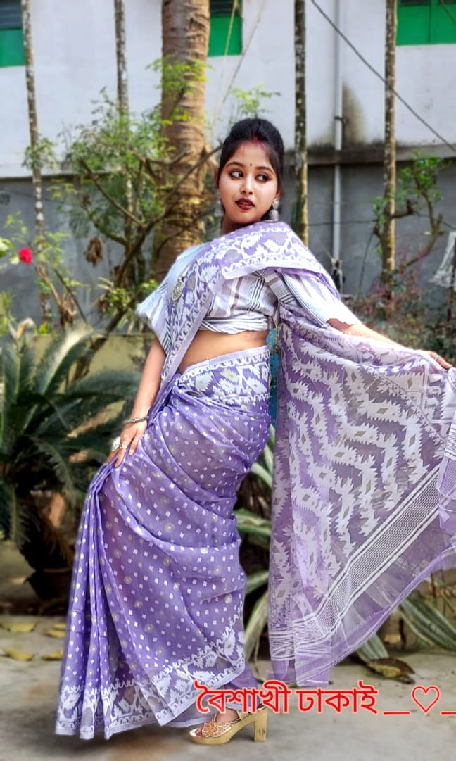 Thumbnail: Baisakhi Dhakai Jamdani Saree Fabric 