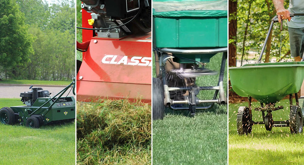 Aeration, Power Raking, Fertilizer and Overseeding