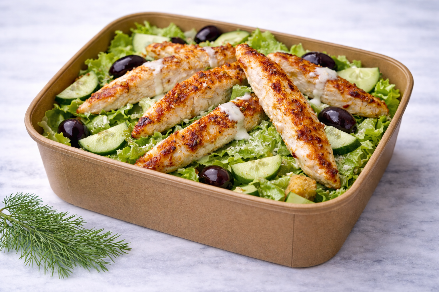 Mixed Fresh Salad with Grilled Chicken & Caesar Dressing
