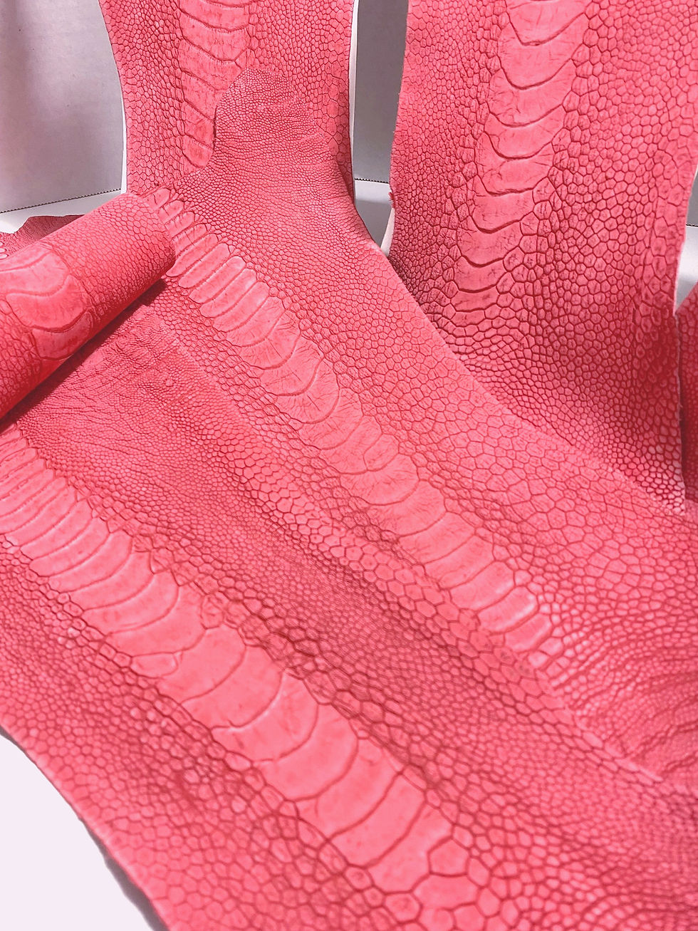 Ostrich Legs Skin Leather Scarlet Red Stonewashed