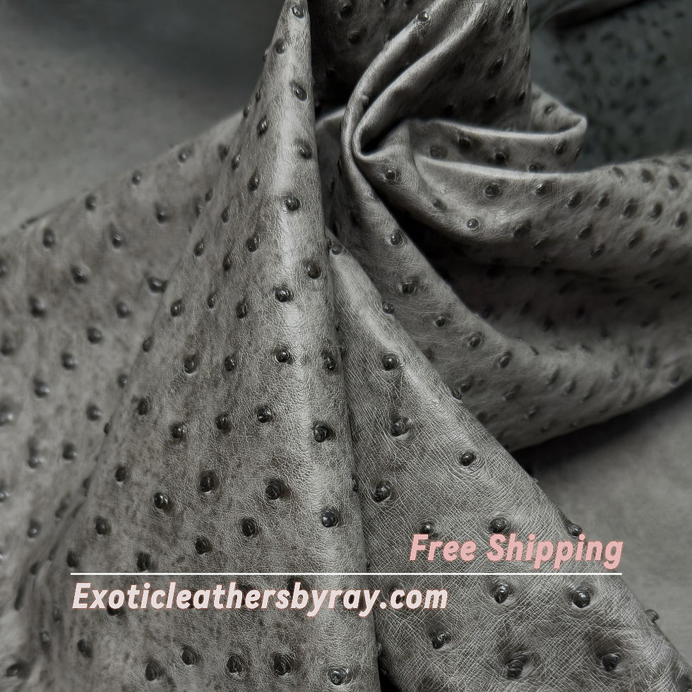 Leather crafting tools with ostrich leather pieces