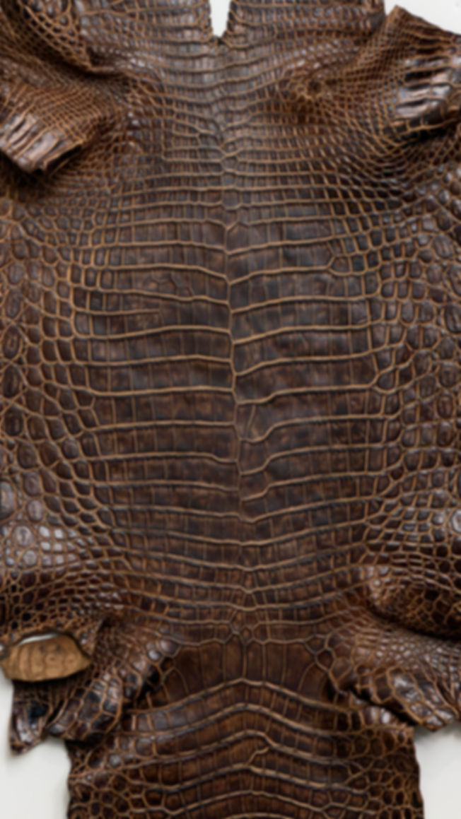 Crocodile Leather Antique Saddle on Tan two tone Color 