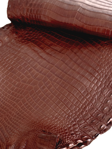 Crocodile Skin Leather Dark Cognac Color (100% Genuine skin