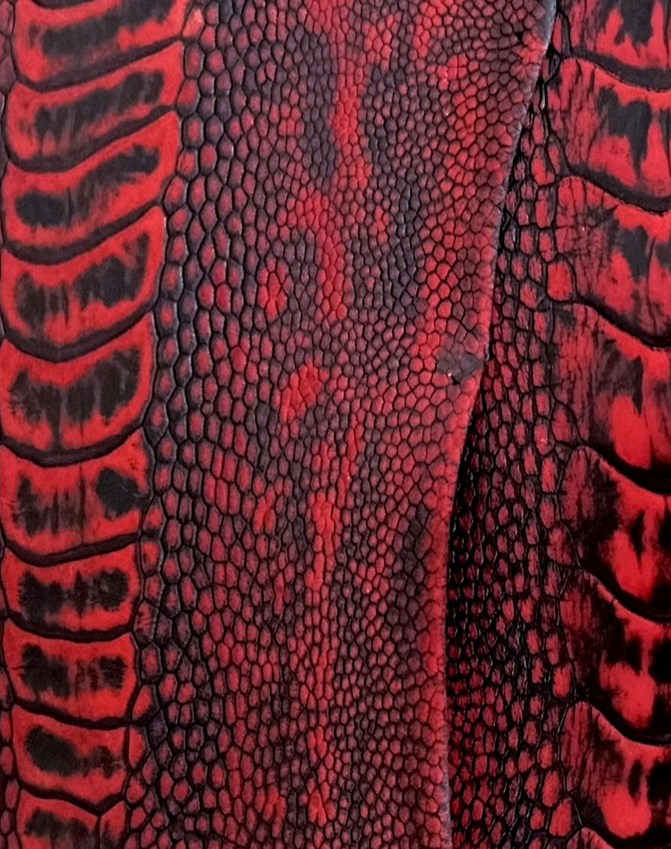 Ostrich Skin Legs Leather, Red Vintage Finish