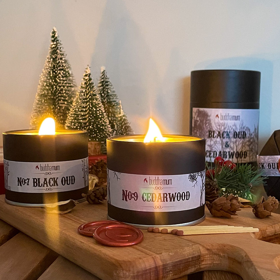 Thumbnail: Buddhamum Double Black Tins Soy Candles