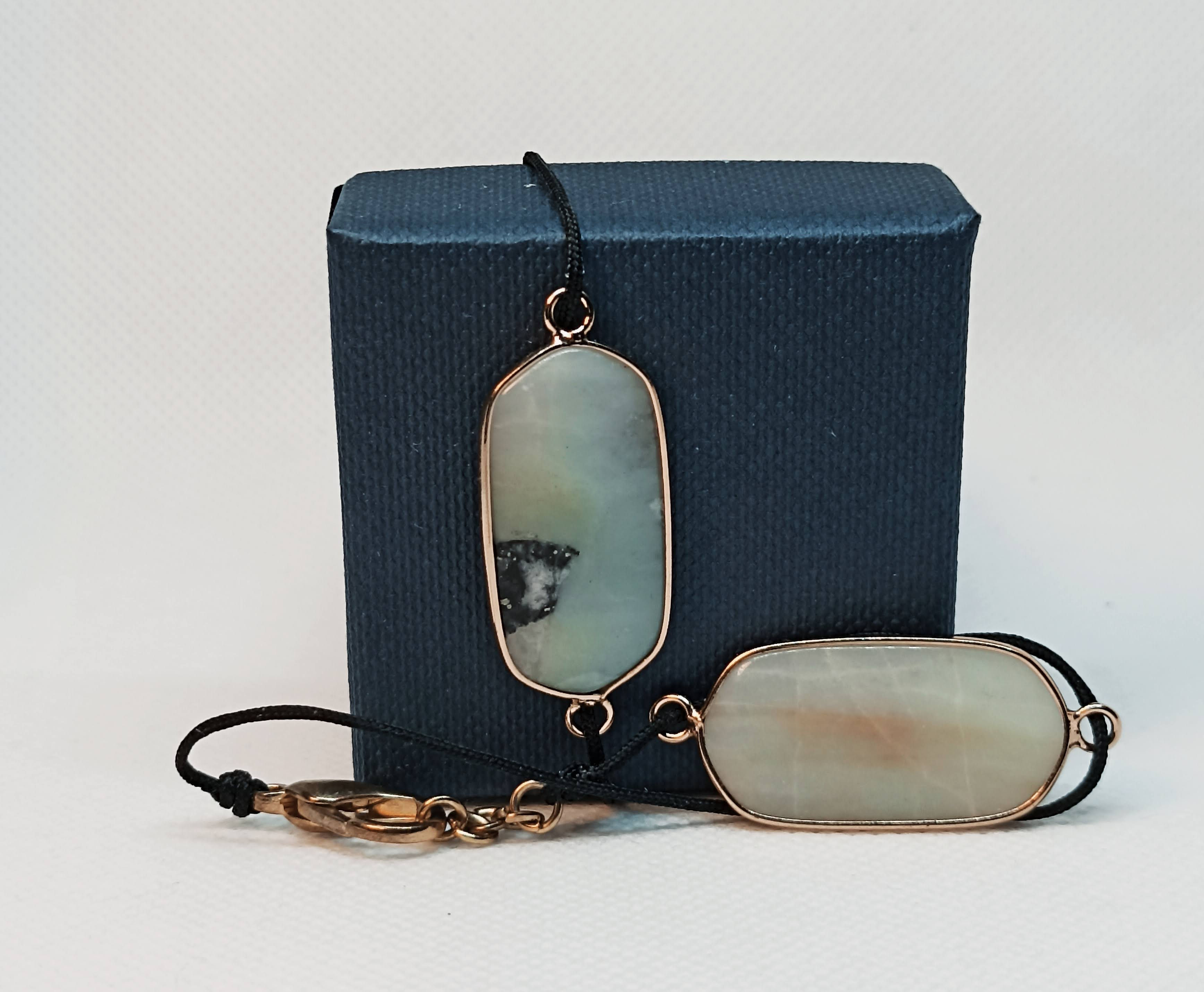 Amazonit w pozłacanym srebrze