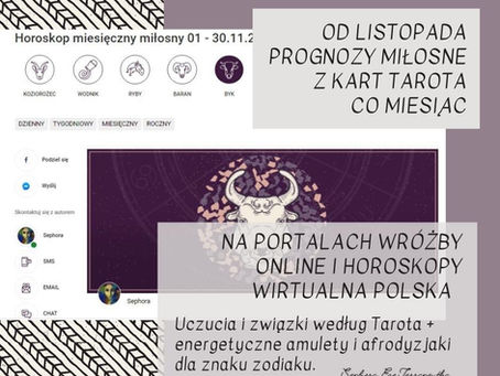 Moje miesięczne prognozy miłosne z kart Tarota na portalu Wróżby Online i Horoskopy Wirtualna Polska