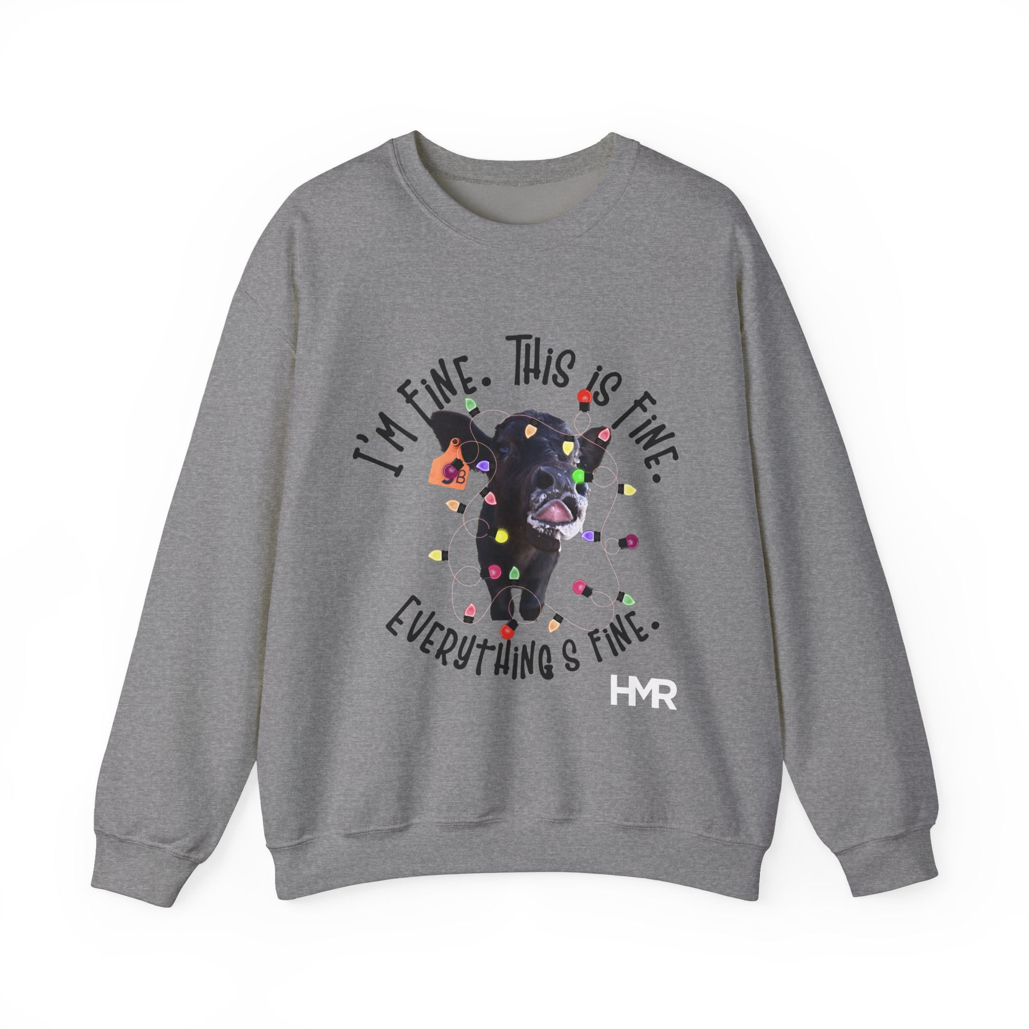 Holiday Everything Is Fine Cow Unisex Crewneck Sweatshirt