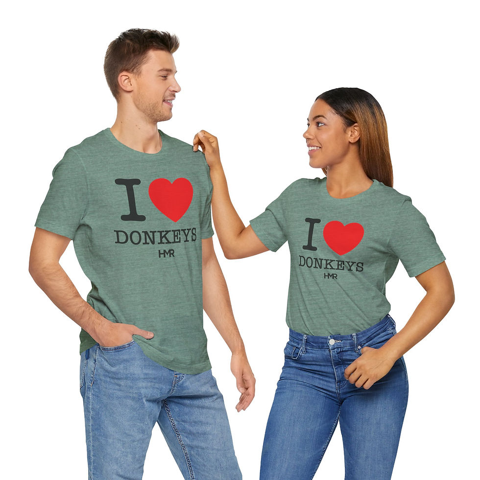 I Love Donkeys Unisex Jersey Tee - Cute Animal Lover Shirt