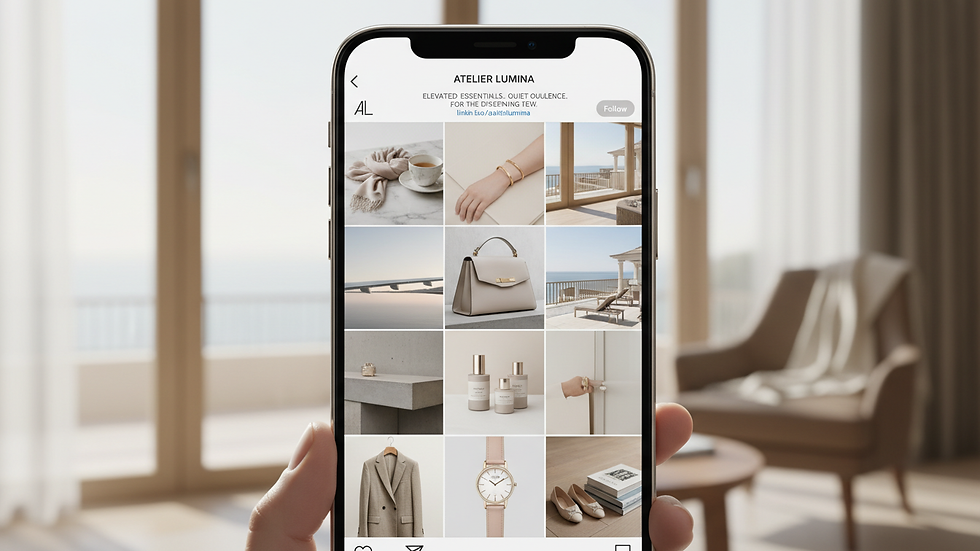 Close-up view of a luxury brand’s Instagram feed on a smartphone