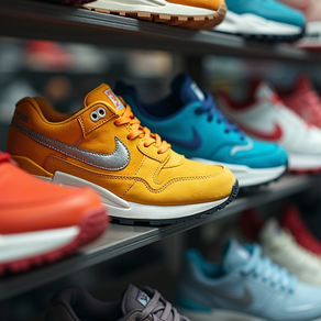 A collection of eye-catching athletic shoes arranged artistically.
