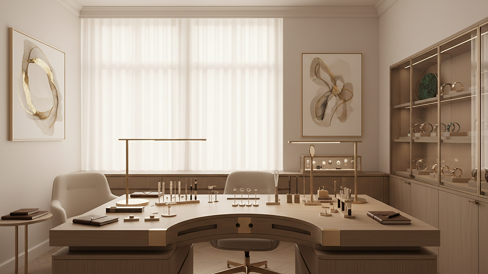 Eye-level view of a luxury watchmaker’s atelier with intricate tools