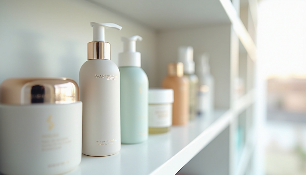 An arrangement of various skincare products ready for layering.