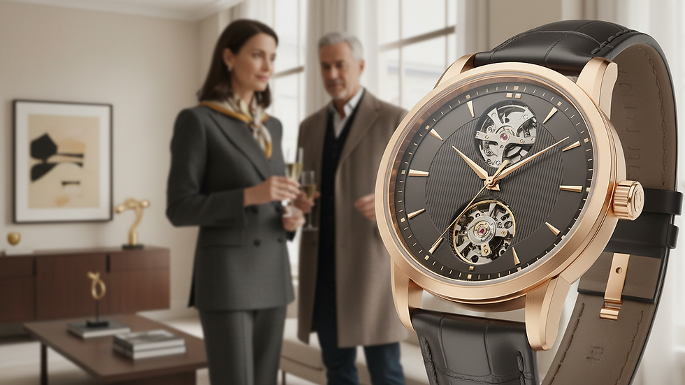 Close-up view of luxury watch detailing craftsmanship