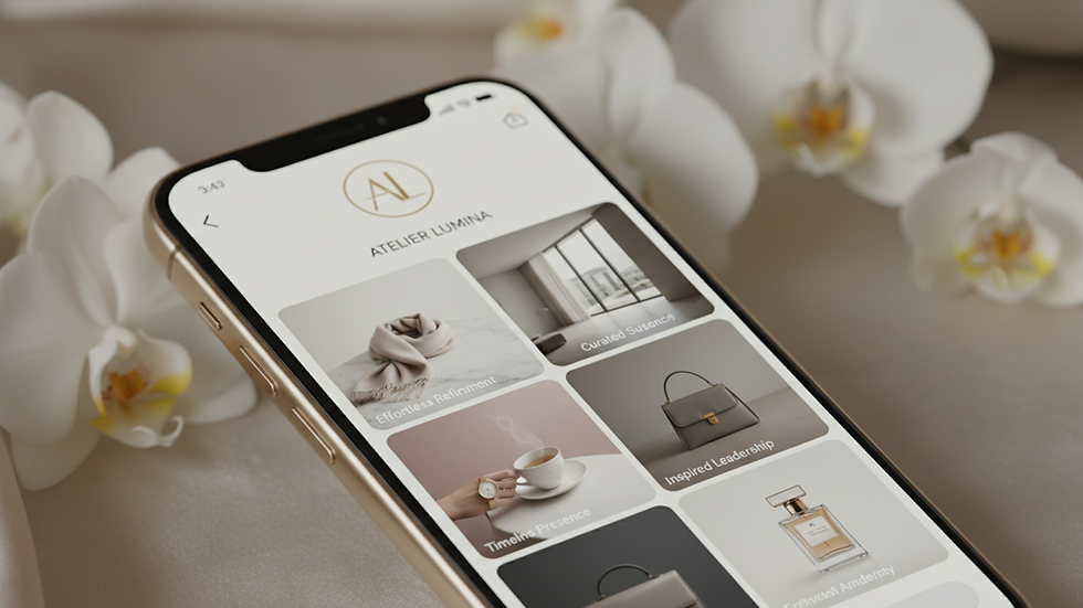 Close-up view of a sleek smartphone displaying a luxury brand’s social media profile