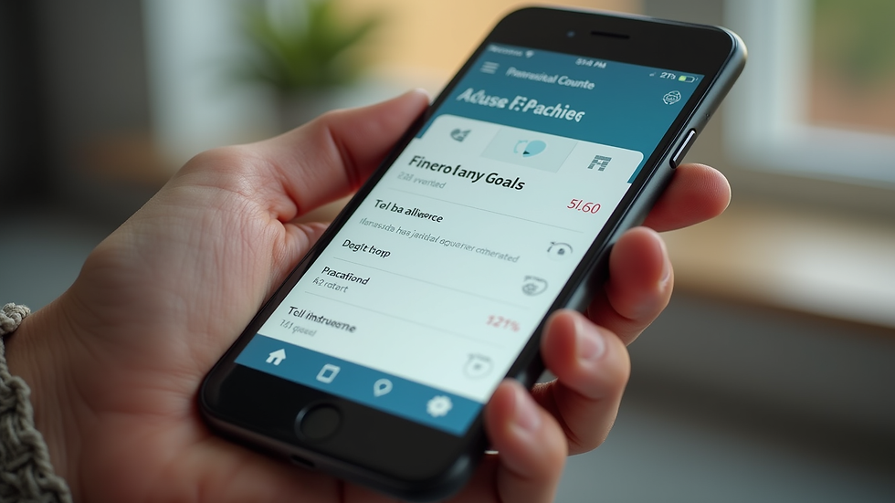Close-up view of a smartphone showing a financial goal tracker app