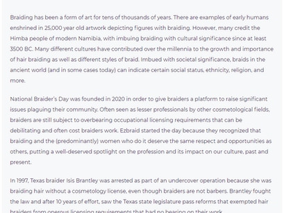 HISTORY OF NATIONAL BRAIDERS DAY
