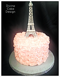 Rose Design Eiffel Tower Cake