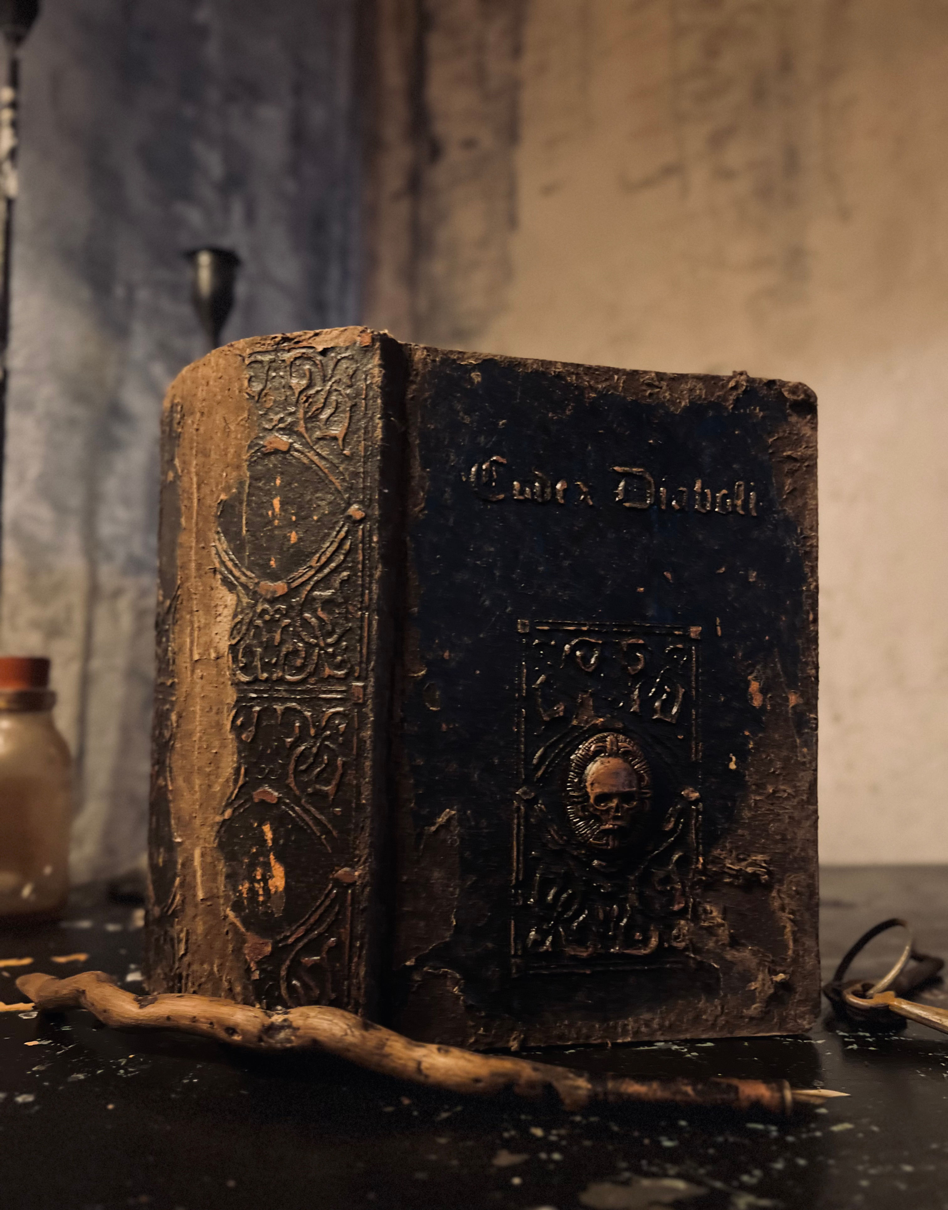 Grimoire/ Book of Shadows Codex Diaboli IV+wooden fountain pen 