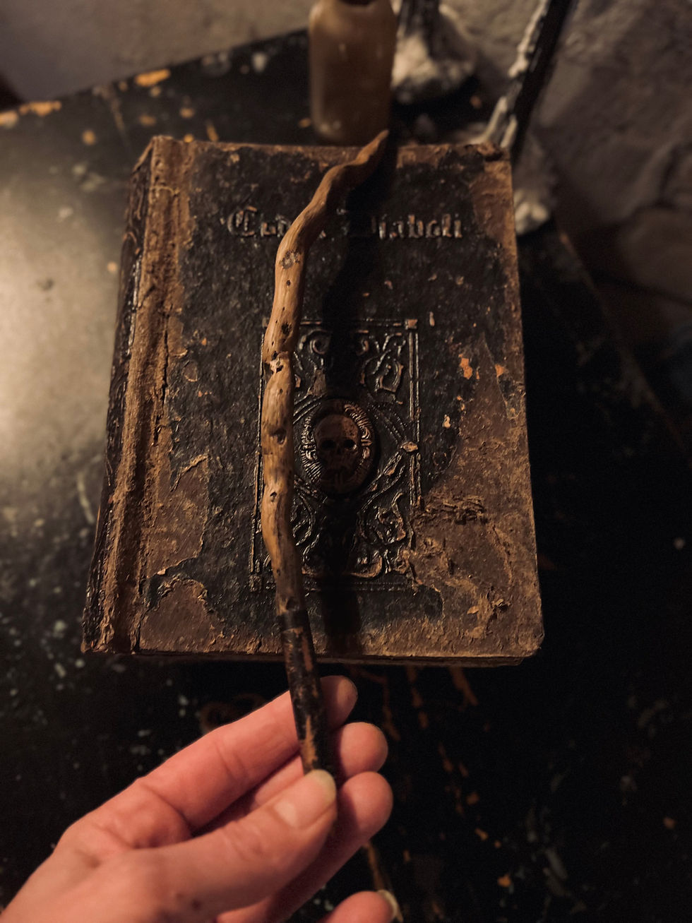 Thumbnail: Grimoire/ Book of Shadows Codex Diaboli IV+wooden fountain pen 