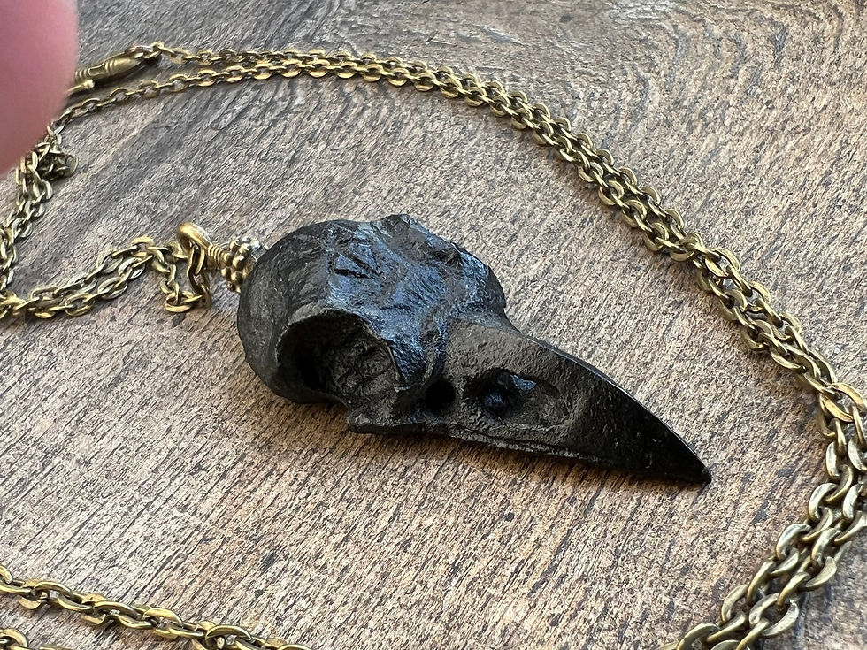 Thumbnail: Crow skull necklace Obsidian