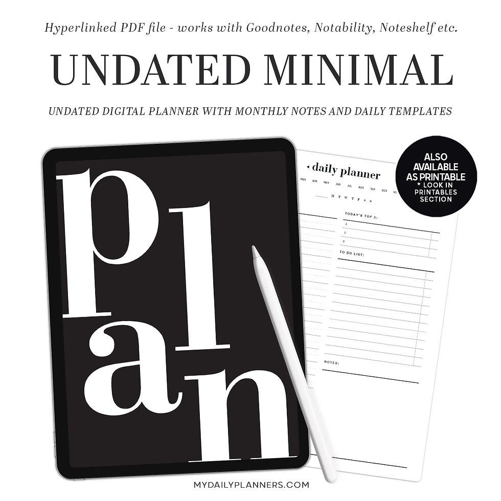 Undated Digital Planner Classic, Minimal
